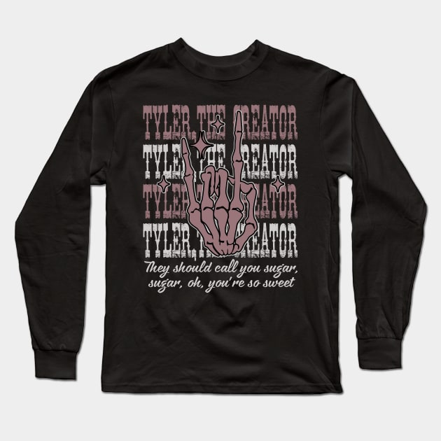 They should call you sugar, sugar, oh, you're so sweet Skull Fingers Outlaw Music Lyric Long Sleeve T-Shirt by Beetle Golf